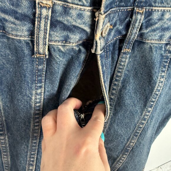 NWT Zara Long Sleeve Buttondown Denim Mini Dress Blogger Medium Wash Size XXL - Picture 8 of 12